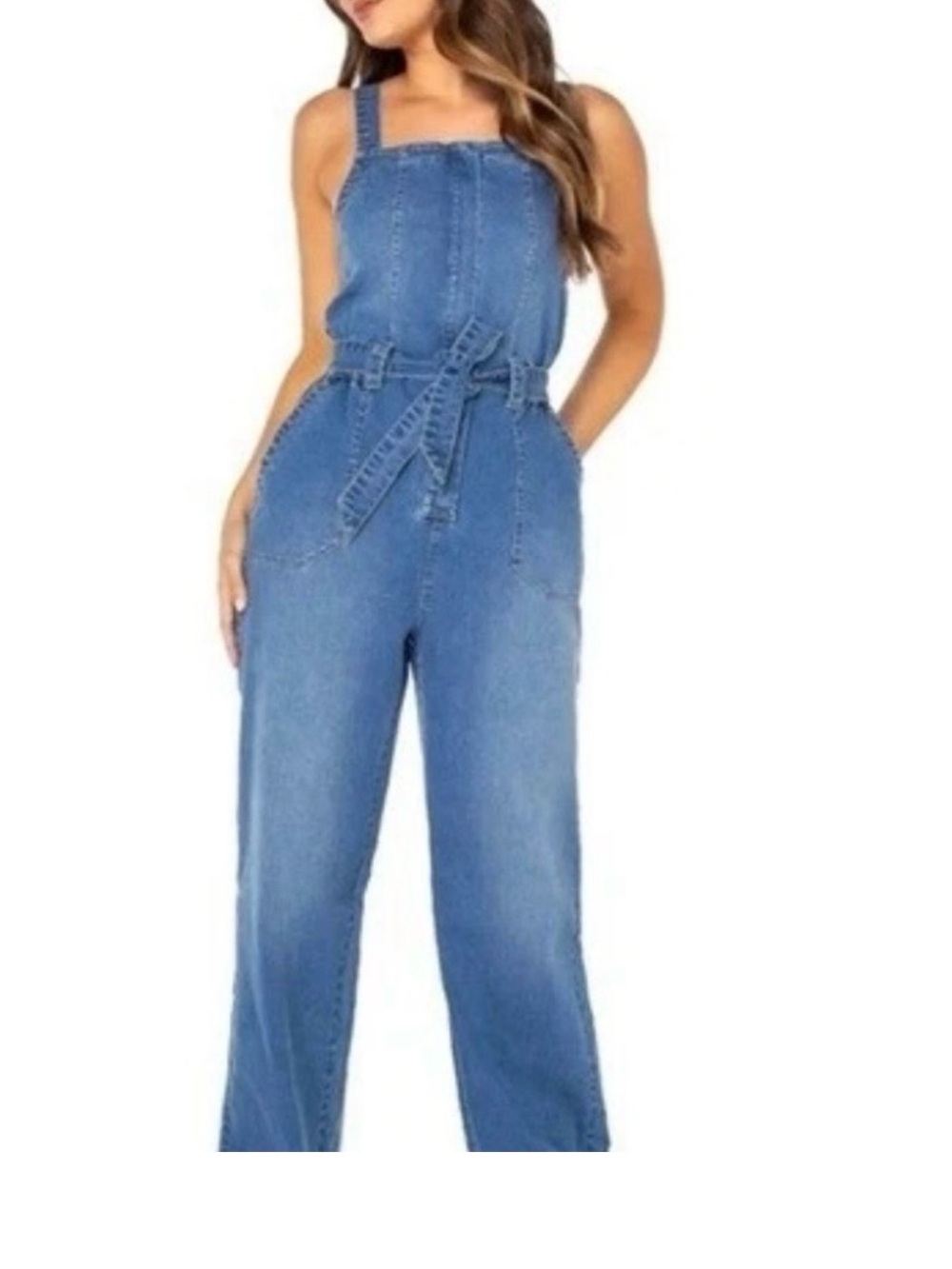 NWOT Celebrity Pink Plus Size Denim Jumpsuit Overalls, Wide Leg
Size XXL